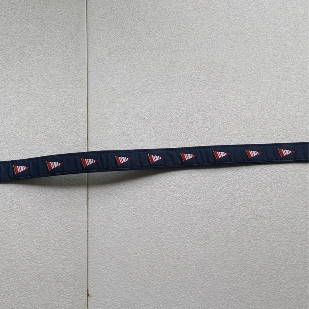 Blue and Red Patterned Belt with Nautical Flags 34”